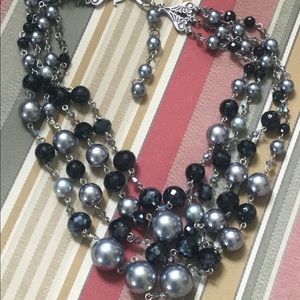 NWOT WIA Studios 4 strand black &dark grey pearls